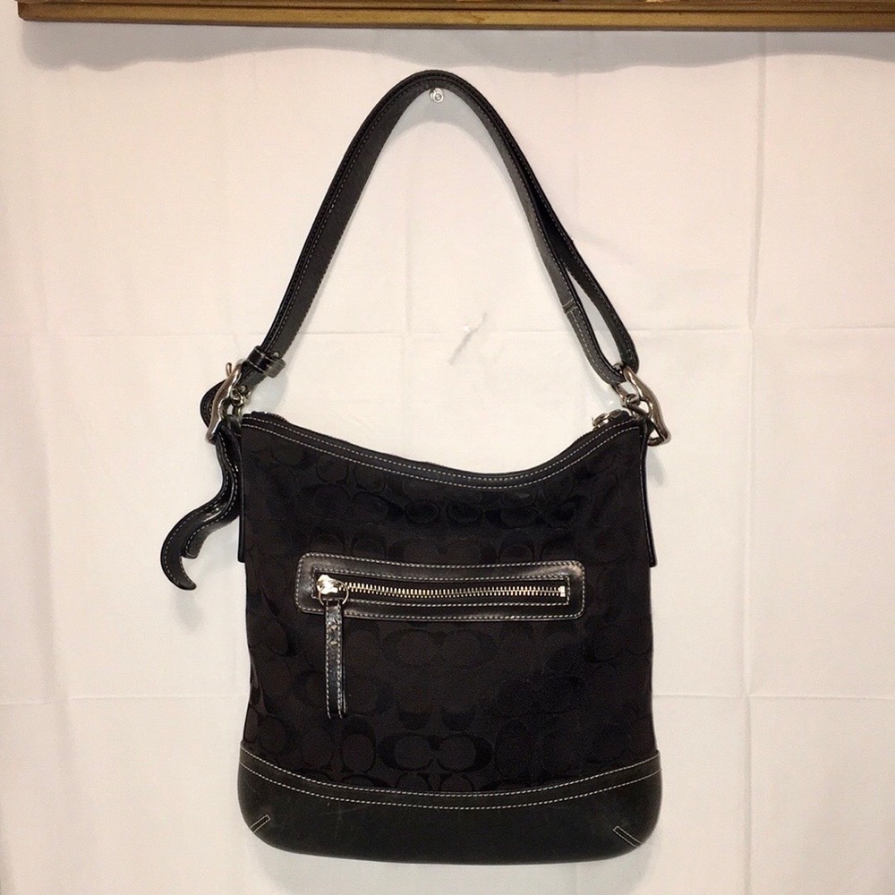 COACH - Shoulder Bag - Black Canvas & Leather - W/ adjustable strap - Crossbody